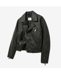 VTWO ブラックジャケット MUSINSA公式 | VTWO ナチュラルウォッシュドレザーカラーブルゾン_ブラック