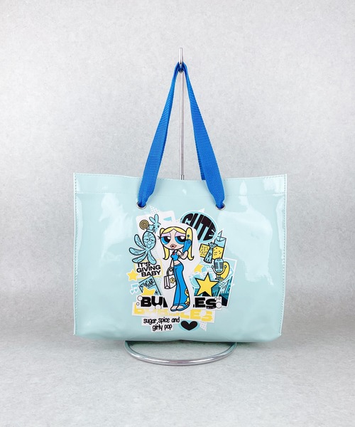 FLAPPER(フラッパー)の「The Powerpuff Girls×Flapper ショッパー風トートバッグ(トートバッグ・レディース・グリーン/ピンク/ライトブルー・FREE)」の1枚目の写真