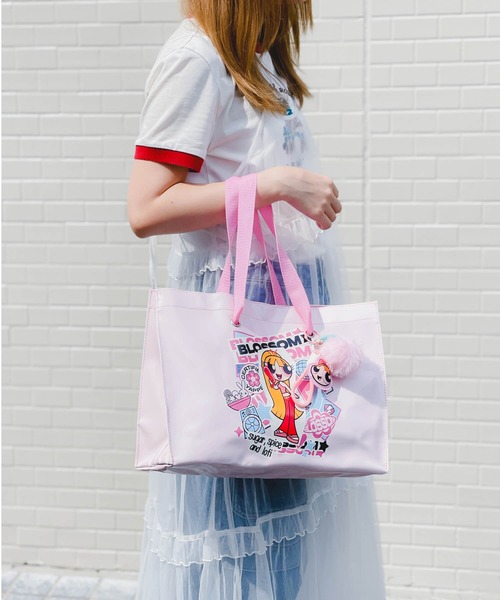 FLAPPER(フラッパー)の「The Powerpuff Girls×Flapper ショッパー風トートバッグ(トートバッグ・レディース・グリーン/ピンク/ライトブルー・FREE)」の5枚目の写真