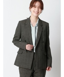 SUIT SQUARE | ダブルブレストジャケット ウォッシャブル ストレッチ ウールライクポリエステル グレンチェック(テーラードジャケット)