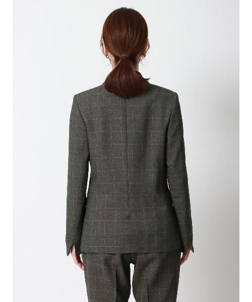 SUIT SQUARE(スーツスクエア)の「ダブルブレストジャケット ウォッシャブル ストレッチ ウールライクポリエステル グレンチェック(テーラードジャケット・レディース・グレー・42(13号)/40(11号)/38(9号)/36(7号))」の6枚目の写真