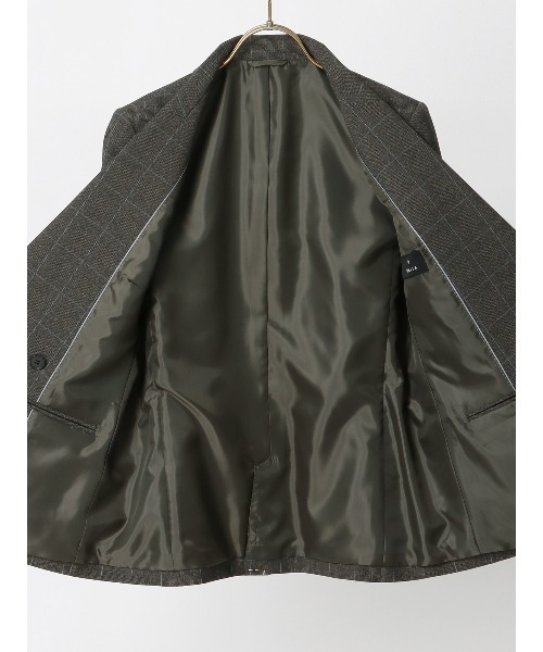 SUIT SQUARE(スーツスクエア)の「ダブルブレストジャケット ウォッシャブル ストレッチ ウールライクポリエステル グレンチェック(テーラードジャケット・レディース・グレー・42(13号)/40(11号)/38(9号)/36(7号))」の7枚目の写真