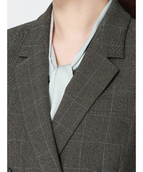 SUIT SQUARE(スーツスクエア)の「ダブルブレストジャケット ウォッシャブル ストレッチ ウールライクポリエステル グレンチェック(テーラードジャケット・レディース・グレー・42(13号)/40(11号)/38(9号)/36(7号))」の8枚目の写真