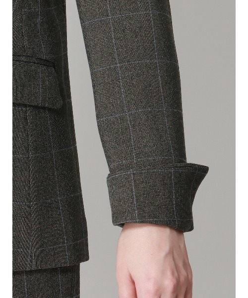 SUIT SQUARE(スーツスクエア)の「ダブルブレストジャケット ウォッシャブル ストレッチ ウールライクポリエステル グレンチェック(テーラードジャケット・レディース・グレー・42(13号)/40(11号)/38(9号)/36(7号))」の9枚目の写真
