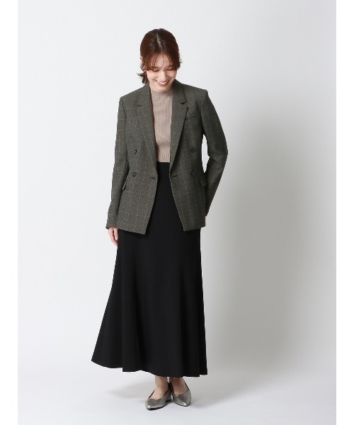 SUIT SQUARE(スーツスクエア)の「ダブルブレストジャケット ウォッシャブル ストレッチ ウールライクポリエステル グレンチェック(テーラードジャケット・レディース・グレー・42(13号)/40(11号)/38(9号)/36(7号))」の3枚目の写真