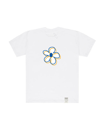 GRAVER（グレーバー）の「[UNISEX] 2 LINE BIG FLOWER WHITE CLIP SHORT SLEEVE T-SHIRT_WHITE（Tシャツ/カットソー・メンズ）」