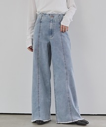 hunch（ハンチ）の「ストレッチデニム ワイドパンツ（デニムパンツ）」