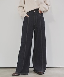 hunch（ハンチ）の「ストレッチデニム ワイドパンツ（デニムパンツ）」