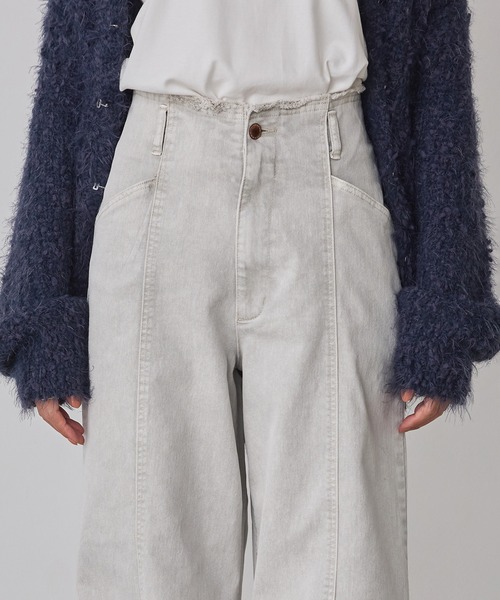 hunch（ハンチ）の「ストレッチデニム ワイドパンツ（デニムパンツ・レディース・ベビーピンク/ワンウォッシュ/ライトインディゴブルー/ライトグレー・FREE）」の5枚目の写真