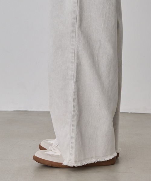 hunch（ハンチ）の「ストレッチデニム ワイドパンツ（デニムパンツ・レディース・ベビーピンク/ワンウォッシュ/ライトインディゴブルー/ライトグレー・FREE）」の8枚目の写真