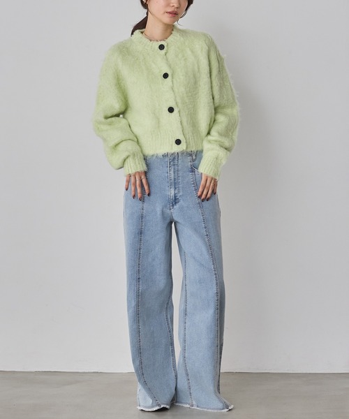 hunch（ハンチ）の「ストレッチデニム ワイドパンツ（デニムパンツ・レディース・ベビーピンク/ワンウォッシュ/ライトインディゴブルー/ライトグレー・FREE）」の17枚目の写真