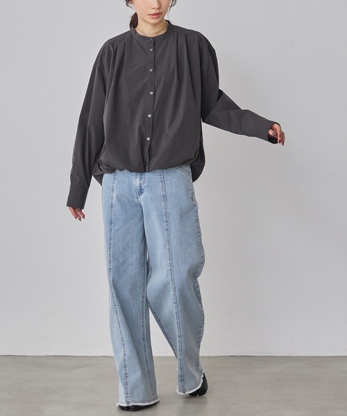 hunch（ハンチ）の「ストレッチデニム ワイドパンツ（デニムパンツ・レディース・ベビーピンク/ワンウォッシュ/ライトインディゴブルー/ライトグレー・FREE）」の18枚目の写真