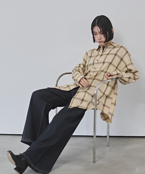 hunch（ハンチ）の「ストレッチデニム ワイドパンツ（デニムパンツ・レディース・ベビーピンク/ワンウォッシュ/ライトインディゴブルー/ライトグレー・FREE）」の21枚目の写真