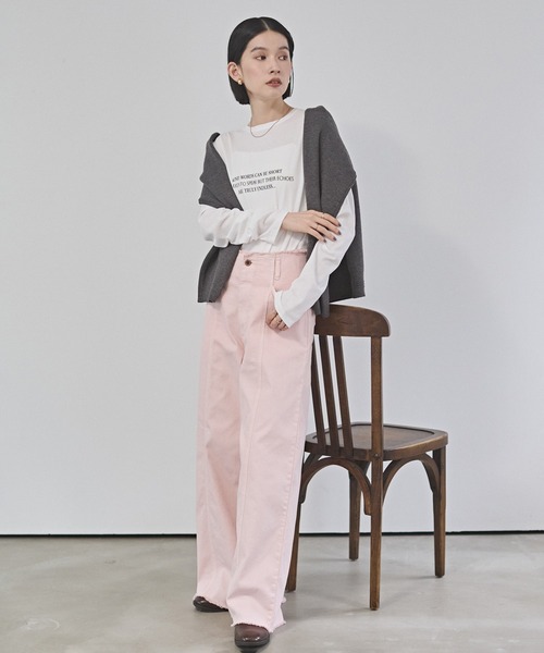 hunch（ハンチ）の「ストレッチデニム ワイドパンツ（デニムパンツ・レディース・ベビーピンク/ワンウォッシュ/ライトインディゴブルー/ライトグレー・FREE）」の21枚目の写真
