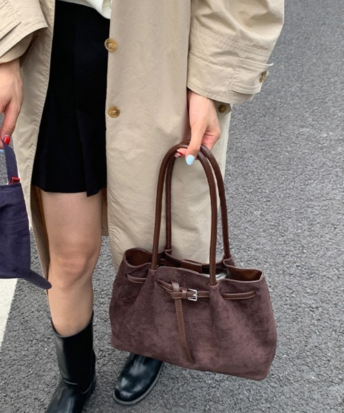 Miniministore(ミニミニストア)の「スエード調トートバッグ ベルトデザイン鞄(トートバッグ・レディース・ブラック/ブラウン/キャメル/ピンク/ワインレッド・FREE)」の12枚目の写真