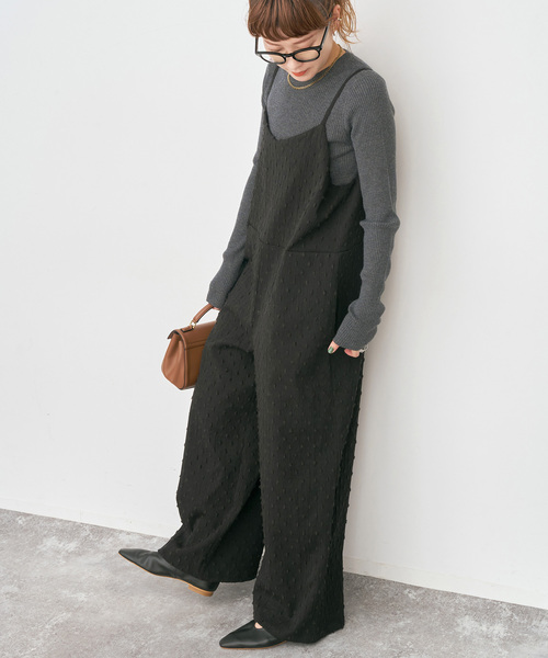 Spick & Span(スピックアンドスパン)の「《WEB限定》ドットジャガードサロペット(サロペット/オーバーオール・レディース・ホワイト/ブラック・36/38)」の2枚目の写真