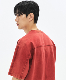 SOVERMENT（ソヴメント）の「460GカットヘビーブリーチTシャツ-エシッドバーガンディ-（Tシャツ/カットソー）」