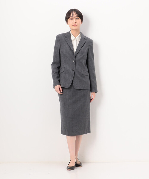 COMME CA(コムサ)の「〔 TALLサイズ 〕 【セットアップ対応】ウールストライプ シングルジャケット(スーツジャケット・レディース・グレー/ネイビー・13号/15号)」の4枚目の写真