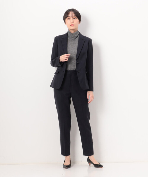 COMME CA(コムサ)の「〔 TALLサイズ 〕 【セットアップ対応】ウールストライプ シングルジャケット(スーツジャケット・レディース・グレー/ネイビー・13号/15号)」の8枚目の写真