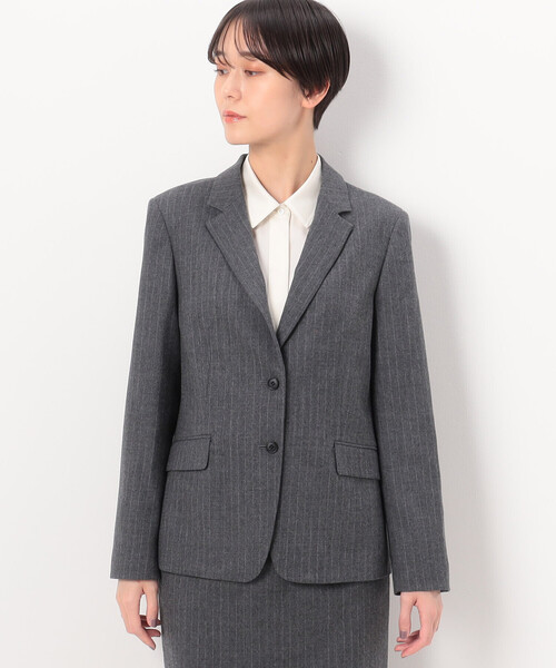 COMME CA(コムサ)の「〔 TALLサイズ 〕 【セットアップ対応】ウールストライプ シングルジャケット(スーツジャケット・レディース・グレー/ネイビー・13号/15号)」の11枚目の写真