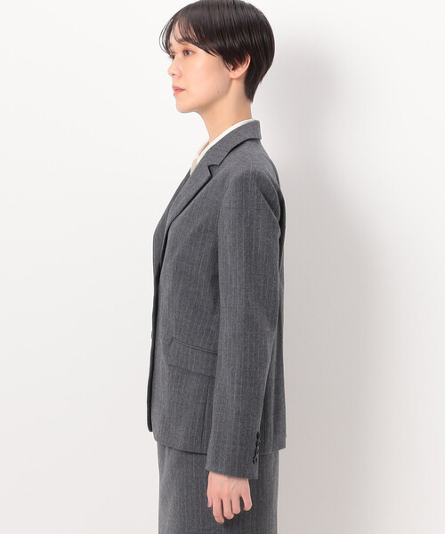 COMME CA(コムサ)の「〔 TALLサイズ 〕 【セットアップ対応】ウールストライプ シングルジャケット(スーツジャケット・レディース・グレー/ネイビー・13号/15号)」の12枚目の写真