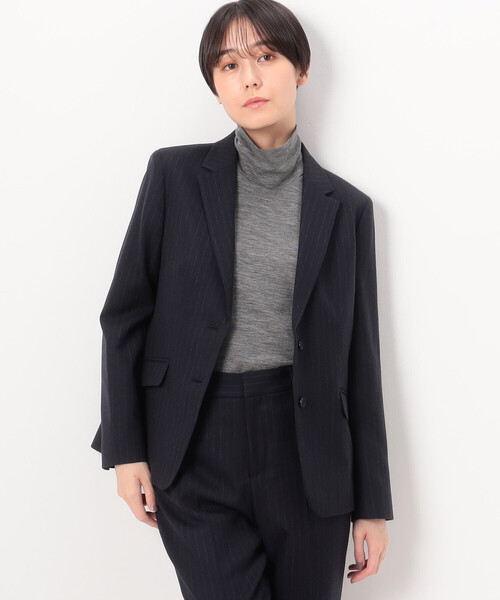 COMME CA(コムサ)の「〔 TALLサイズ 〕 【セットアップ対応】ウールストライプ シングルジャケット(スーツジャケット・レディース・グレー/ネイビー・13号/15号)」の10枚目の写真