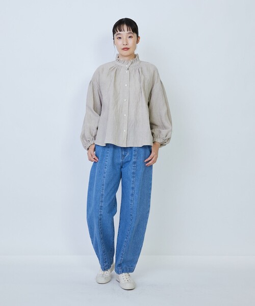 ♦︎LOISIR♦︎ グランジリネン　フリルカラートップスブラウス　長袖　美品 LOISIR（ロワズィール）の「グランジリネンフリルカラーブラウス