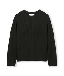 CASHMERE BLENDED SLIM FIT CREW NECK KNIT BLACK