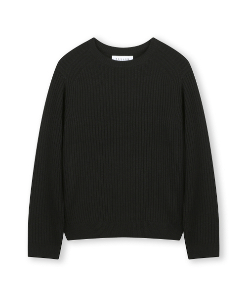 Кашемировый смесовый узкий трикотаж crew‑neck чёрный