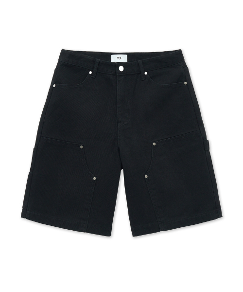WEST GRAND BOULEVARD(ウエストグランドブルバード)の「カチオンウォッシュドダブルニーカーペンターショーツ ブラック(その他パンツ・メンズ・その他・XX-LARGE/X-LARGE/LARGE/MEDIUM)」の1枚目の写真