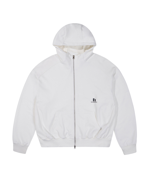 NETHERWORLD(ネザーワールド)の「SPORTY LOGO ZIP UP HOODIE SOFT WHITE(パーカー・メンズ・その他・SMALL/MEDIUM/LARGE)」の1枚目の写真