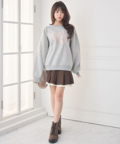 ems excite（エムズエキサイト）の「ロゴ刺繍BIGトレーナー（スウェット・レディース・ダークグレー・FREE）」の10枚目の写真
