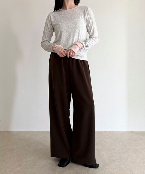 fredy emue（フレディエミュ）の「シアーリブレイヤードロンTシャツ（Tシャツ/カットソー・レディース・サックスブルー/ライトグレー/イエロー/オフホワイト/ブラック/ベビーピンク・38）」の7枚目の写真