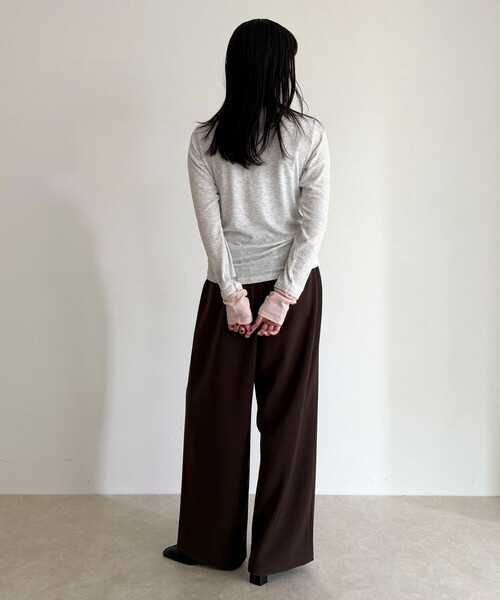 fredy emue（フレディエミュ）の「シアーリブレイヤードロンTシャツ（Tシャツ/カットソー・レディース・サックスブルー/ライトグレー/イエロー/オフホワイト/ブラック/ベビーピンク・38）」の8枚目の写真