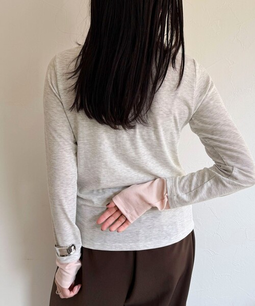 fredy emue（フレディエミュ）の「シアーリブレイヤードロンTシャツ（Tシャツ/カットソー・レディース・サックスブルー/ライトグレー/イエロー/オフホワイト/ブラック/ベビーピンク・38）」の12枚目の写真