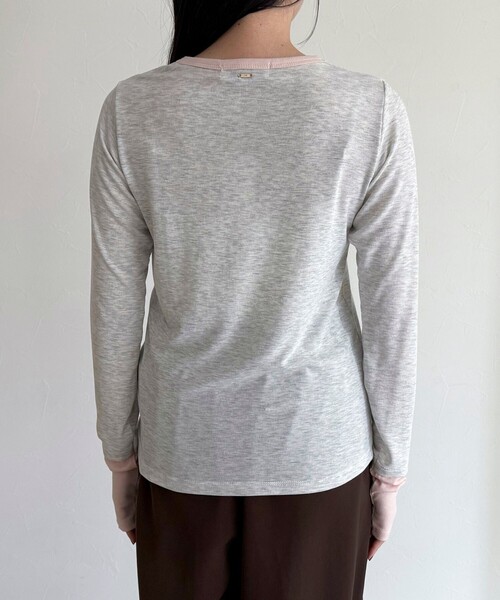 fredy emue（フレディエミュ）の「シアーリブレイヤードロンTシャツ（Tシャツ/カットソー・レディース・サックスブルー/ライトグレー/イエロー/オフホワイト/ブラック/ベビーピンク・38）」の16枚目の写真