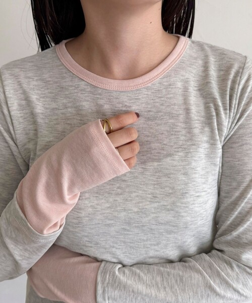 fredy emue（フレディエミュ）の「シアーリブレイヤードロンTシャツ（Tシャツ/カットソー・レディース・サックスブルー/ライトグレー/イエロー/オフホワイト/ブラック/ベビーピンク・38）」の18枚目の写真