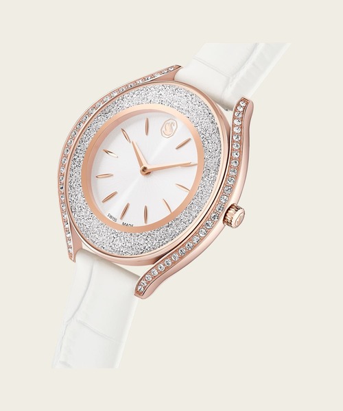 SWAROVSKI（スワロフスキー）の「【公式】【スワロフスキー】Crystalline aura ウォッチ, スイス製, レザーストラップ, ホワイト, ローズゴールドトーン仕上げ（アナログ腕時計・レディース・ホワイト・ONE SIZE）」の5枚目の写真