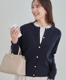 SHOO・LA・RUE（シューラルー）の「【洗濯機可/S-LL】上品な金ボタン もちっとやわらか クルーネックカーディガン（カーディガン/ボレロ）」