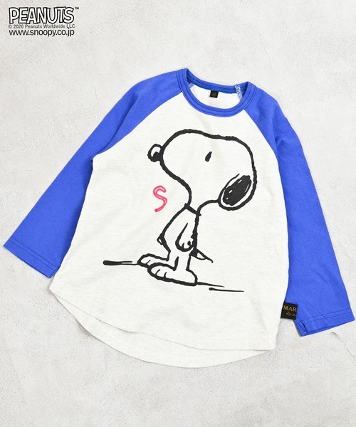 PEANUTS(ピーナッツ)の「【PEANUTS】スヌーピー/ラグランロンT(Tシャツ/カットソー・キッズ・チャコール/ライトグリーン/ブルー・80/90/95/100/110/120/130/140/150)」の7枚目の写真