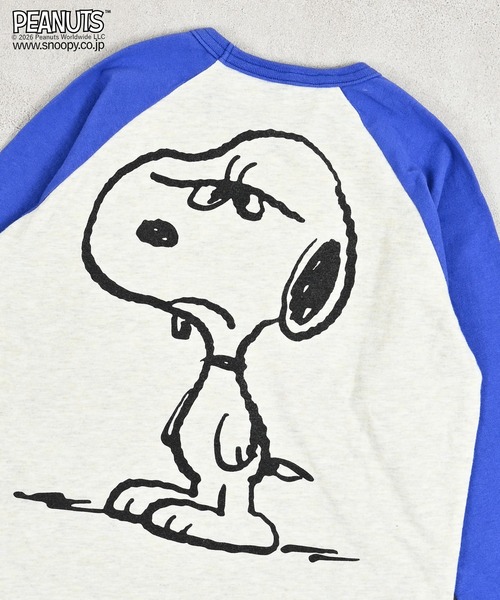PEANUTS(ピーナッツ)の「【PEANUTS】スヌーピー/ラグランロンT(Tシャツ/カットソー・キッズ・チャコール/ライトグリーン/ブルー・80/90/95/100/110/120/130/140/150)」の8枚目の写真