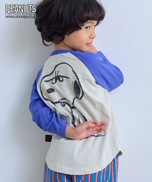 PEANUTS(ピーナッツ)の「【PEANUTS】スヌーピー/ラグランロンT(Tシャツ/カットソー・キッズ・チャコール/ライトグリーン/ブルー・80/90/95/100/110/120/130/140/150)」の9枚目の写真