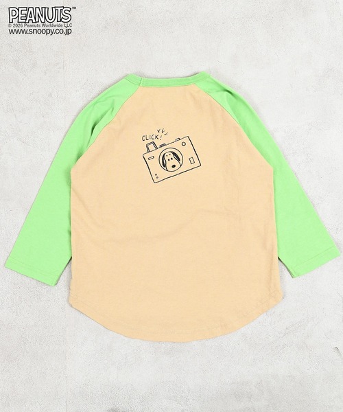 PEANUTS(ピーナッツ)の「【PEANUTS】スヌーピー/ラグランロンT(Tシャツ/カットソー・キッズ・チャコール/ライトグリーン/ブルー・80/90/95/100/110/120/130/140/150)」の4枚目の写真