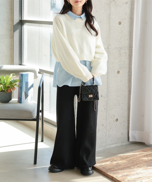 Petitle（プチレ）の「[ 低身長向けサイズ ] 3点セット ニットカーディガン×タンク×パンツ（ニット/セーター・レディース・ベージュ/チャコール・PM）」の5枚目の写真