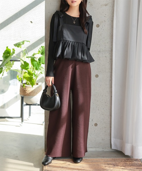 Petitle（プチレ）の「[ 低身長向けサイズ ] 3点セット ニットカーディガン×タンク×パンツ（ニット/セーター・レディース・ベージュ/チャコール・PM）」の8枚目の写真