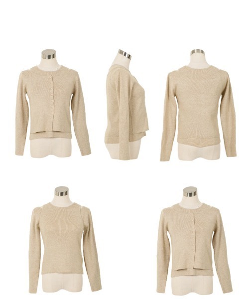 Petitle（プチレ）の「[ 低身長向けサイズ ] 3点セット ニットカーディガン×タンク×パンツ（ニット/セーター・レディース・ベージュ/チャコール・PM）」の12枚目の写真