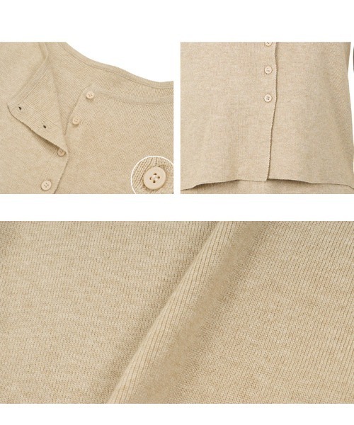 Petitle（プチレ）の「[ 低身長向けサイズ ] 3点セット ニットカーディガン×タンク×パンツ（ニット/セーター・レディース・ベージュ/チャコール・PM）」の13枚目の写真