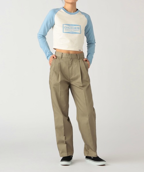 Dickies（ディッキーズ）の「Dickies/ディッキーズ バレルレッグパンツ/センタープレス入りパンツ（その他パンツ・レディース・グレー/カーキ/ブラック・MEDIUM/SMALL）」の3枚目の写真