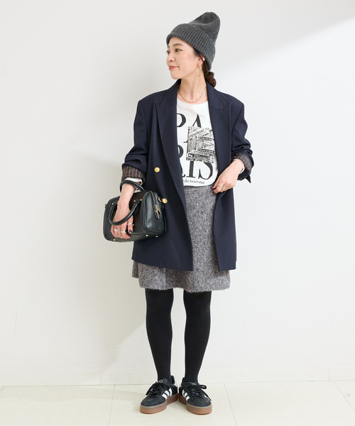 B.C STOCK（ベーセーストック）の「手洗い可 / ビアードミニフレアニットスカート（スカート・レディース・チャコールグレー/アイボリー・FREE）」の15枚目の写真