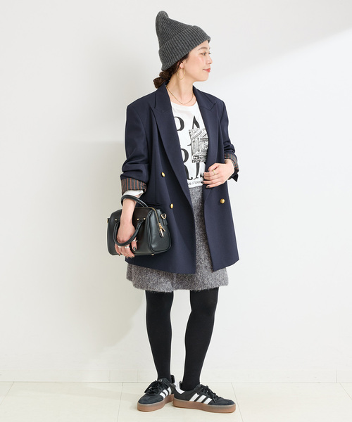 B.C STOCK（ベーセーストック）の「手洗い可 / ビアードミニフレアニットスカート（スカート・レディース・チャコールグレー/アイボリー・FREE）」の16枚目の写真